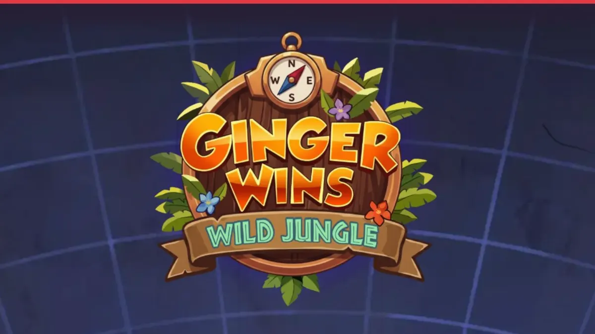 Tampilan visual slot Ginger Wins Wild Jungle dengan latar belakang hutan tropis dan grid permainan yang dinamis.