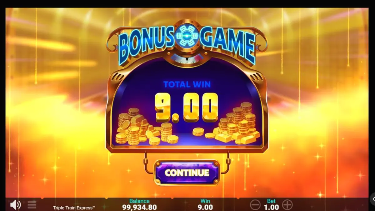 Tampilan futuristik neon dari slot Triple Train Express
