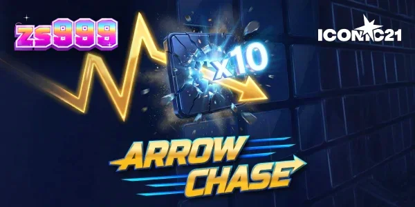 Tampilan visual permainan Arrow Chase dengan grid pengali dan panah yang bergerak.
